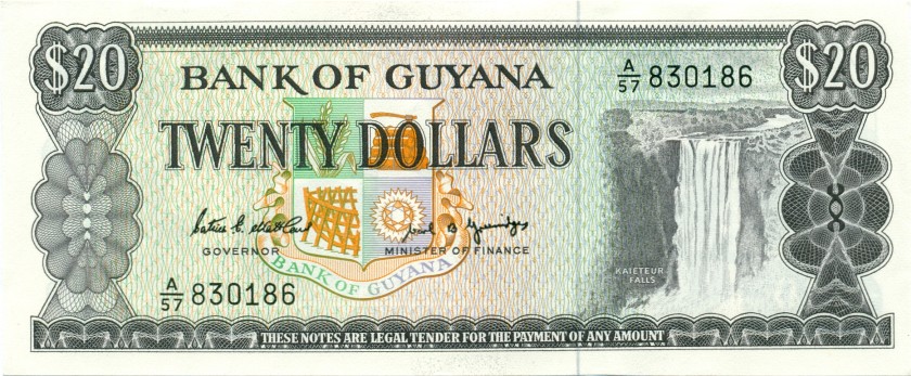 UNC 1983 Guyana p-23c 10 Dollars 