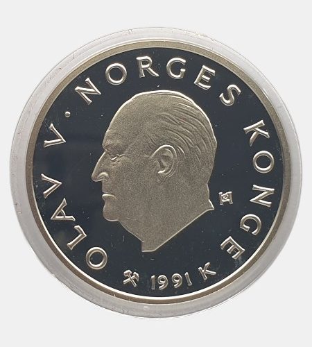 Norway 50 kroner 1994. Harald V. 1994 Winter Olympics-Cross-country Skiers. PROOF 40e 925. 16.85q