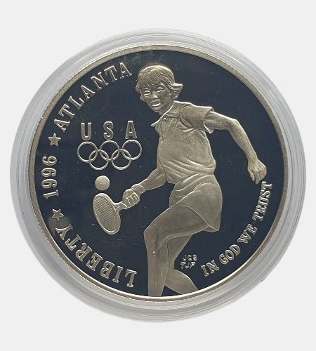United States 1 dollar 1996. Atlanta Olympics-Tennis. PROOF 65e 900. 26.73q