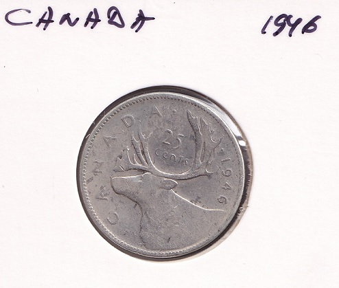 Canada 25 cents 1946. George VI. VF 10e 800. 5.83q