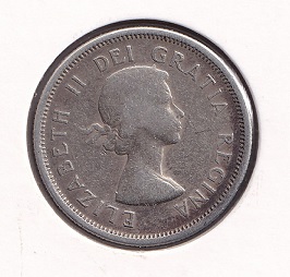 Canada 25 cents 1959. Elizabeth II. XF- 10e 800. 5.83qq