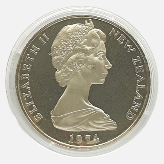 New Zealand 1 dollar 1974. Elizabeth II. X Commonwealth Games. PROOF 925. 28.28gr. 65e